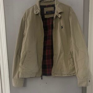 Vintage Feild Ralph Lauren Men's Beige Jacket with Red Lining